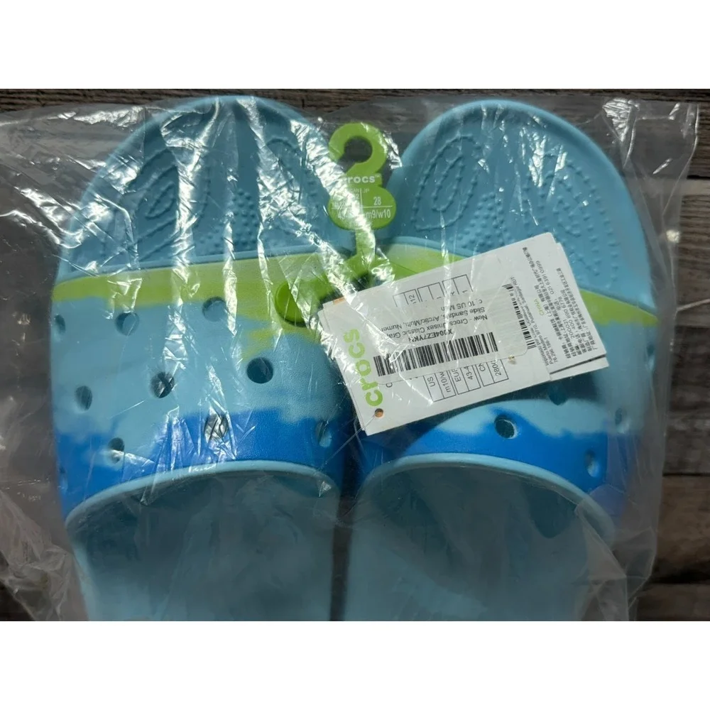 New‎ Crocs Unisex Classic Slide Sandals Blue Men Size 10